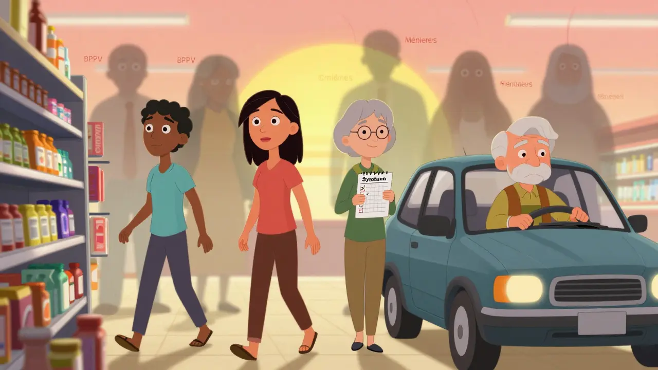 People living freely after vestibular migraine recovery, with misdiagnosed conditions fading away in a sunrise setting.