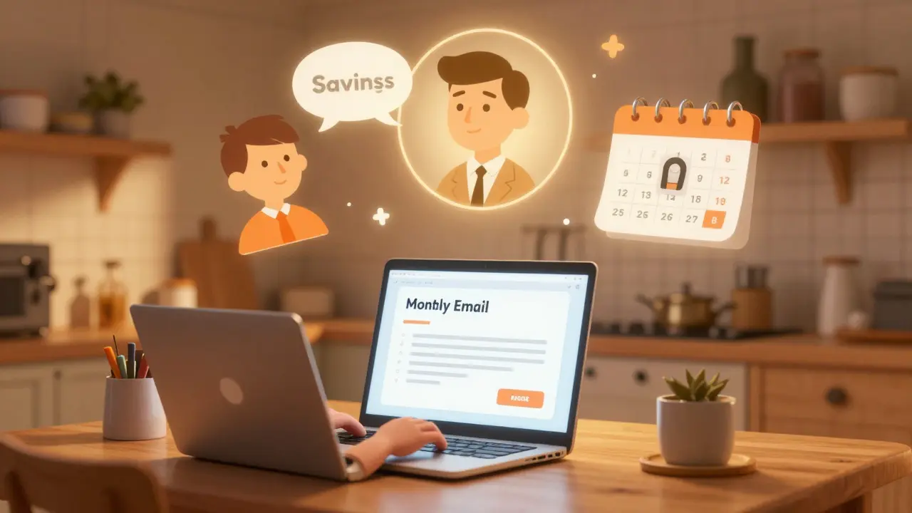 A small business owner sends a simple wellness email, and magical visuals show improved health and savings for one employee.